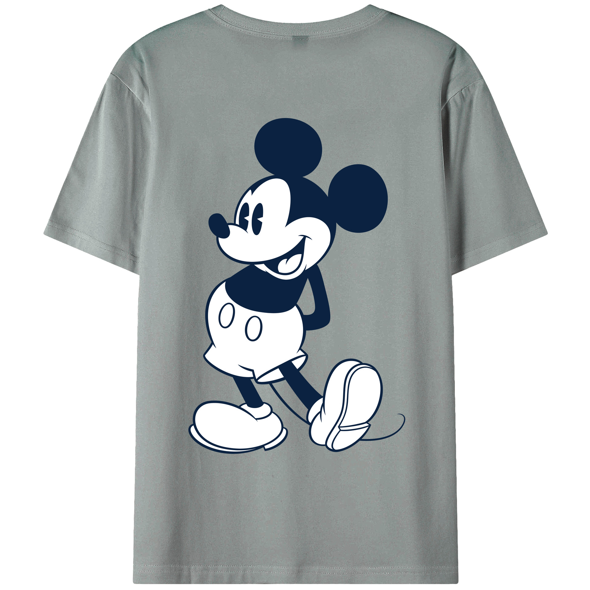 ミッキーマウス Mickey Mouse 綿100％ メンズ半袖Tシャツ（バックプリント） 通気性